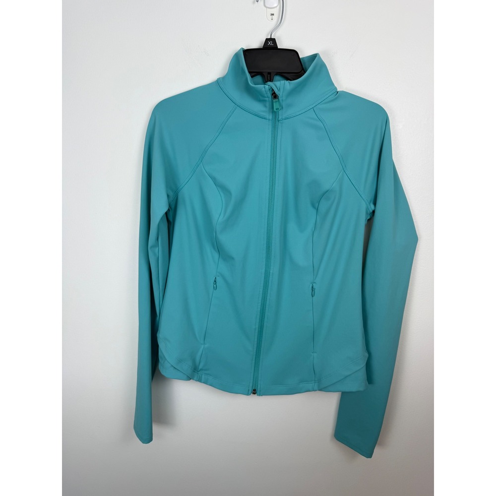 Tek Gear Ultrastretch Women Teal Blue Full Zip Active Jacket Thumbholes Small
